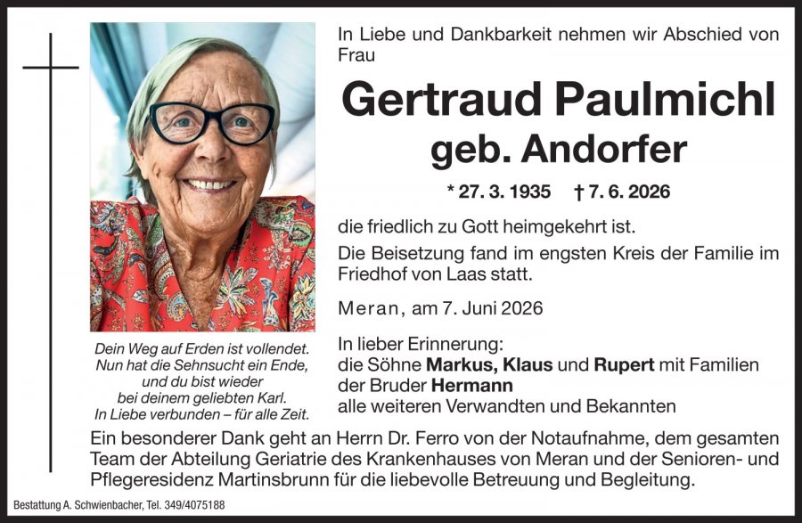 Medien: Gertraud Paulmichl geb. Andorfer