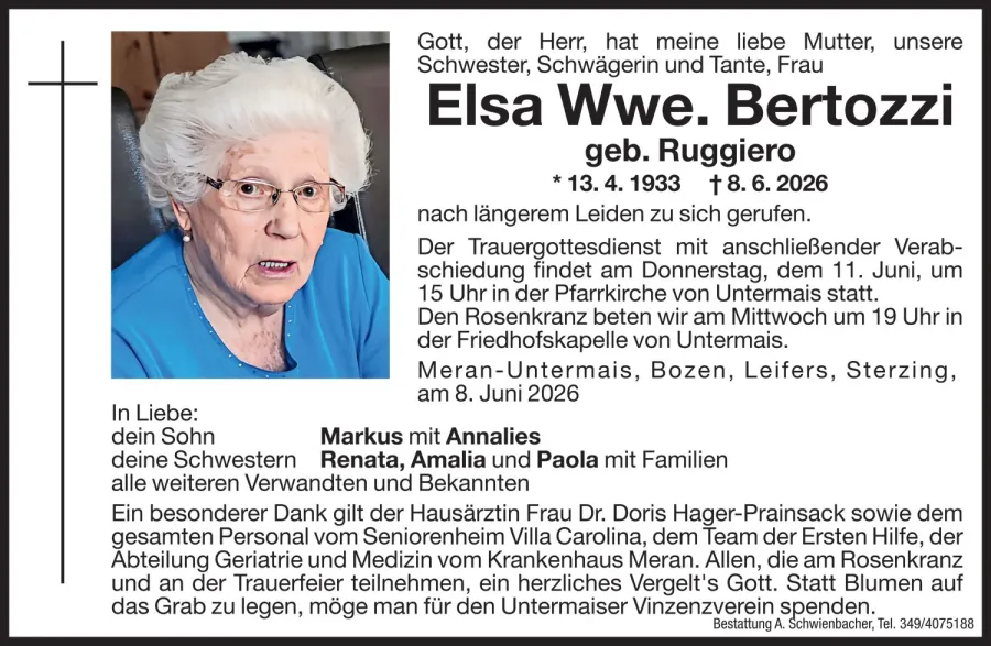 Medien: Elsa Wwe. Bertozzi geb. Ruggiero