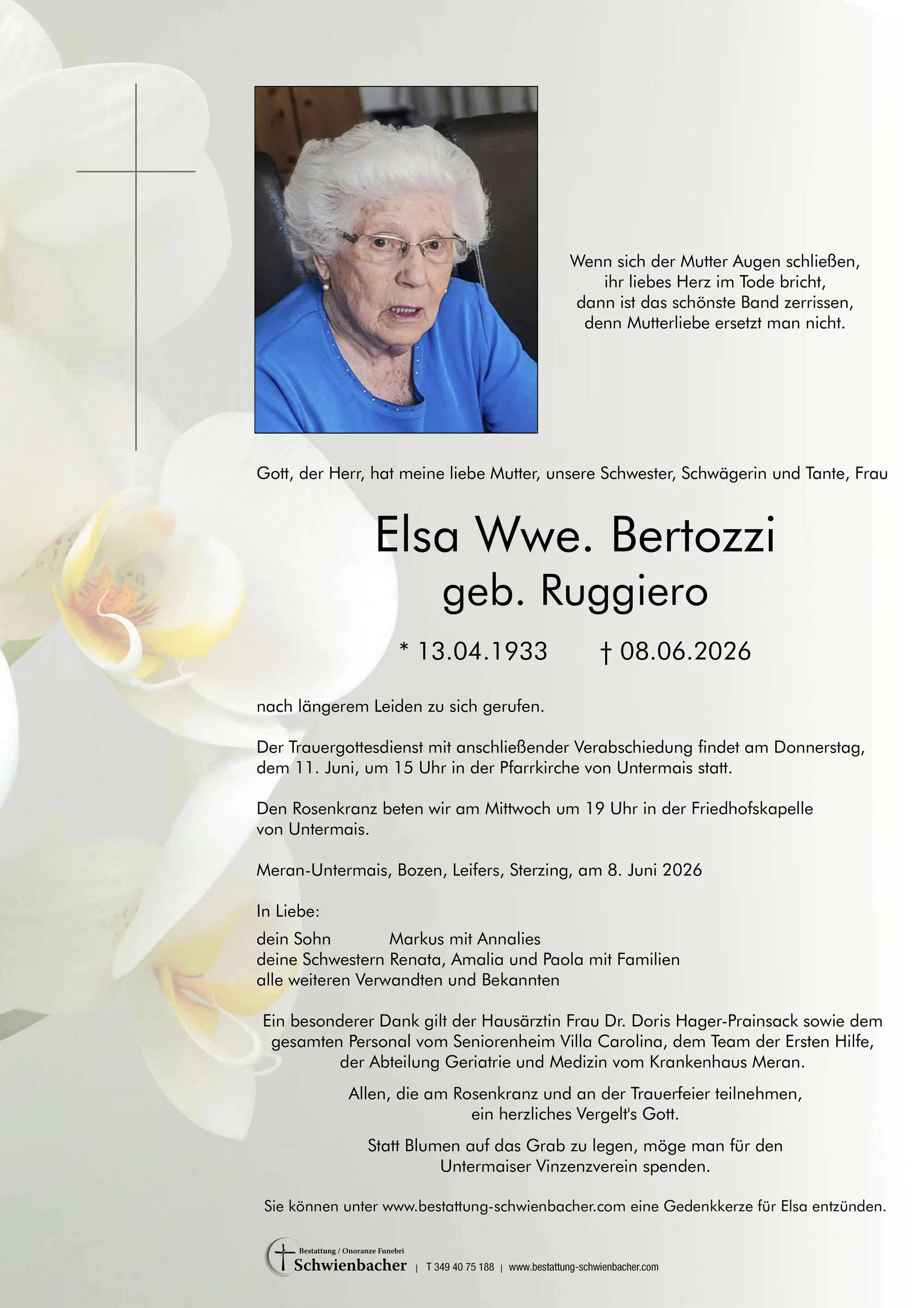 Parte: Elsa Wwe. Bertozzi geb. Ruggiero 