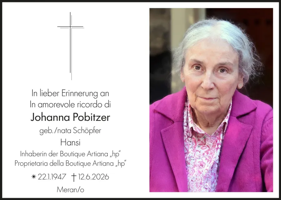 Sterbebild: Johanna Pobitzer geb. Schöpfer