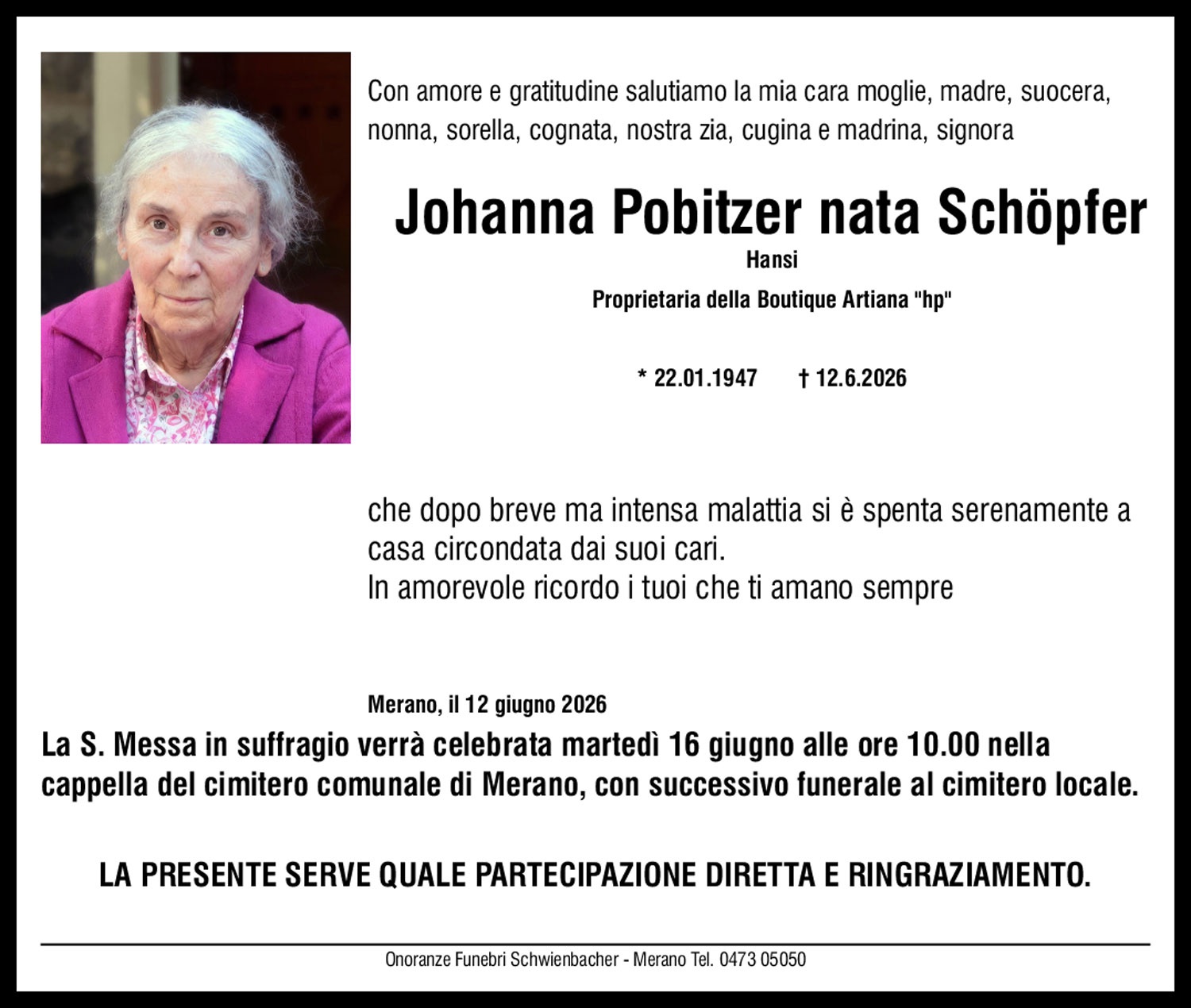 Medien: Johanna Pobitzer geb. Schöpfer