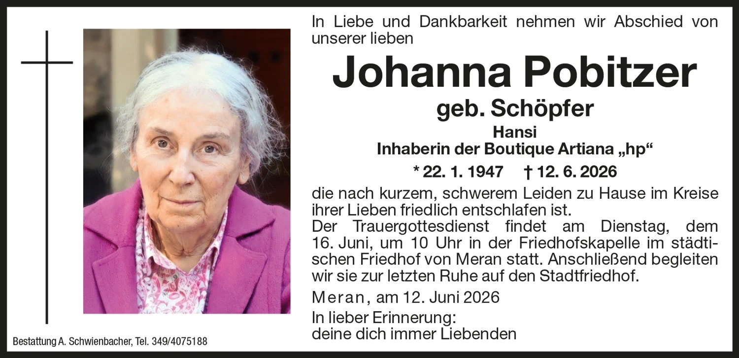 Medien: Johanna Pobitzer geb. Schöpfer
