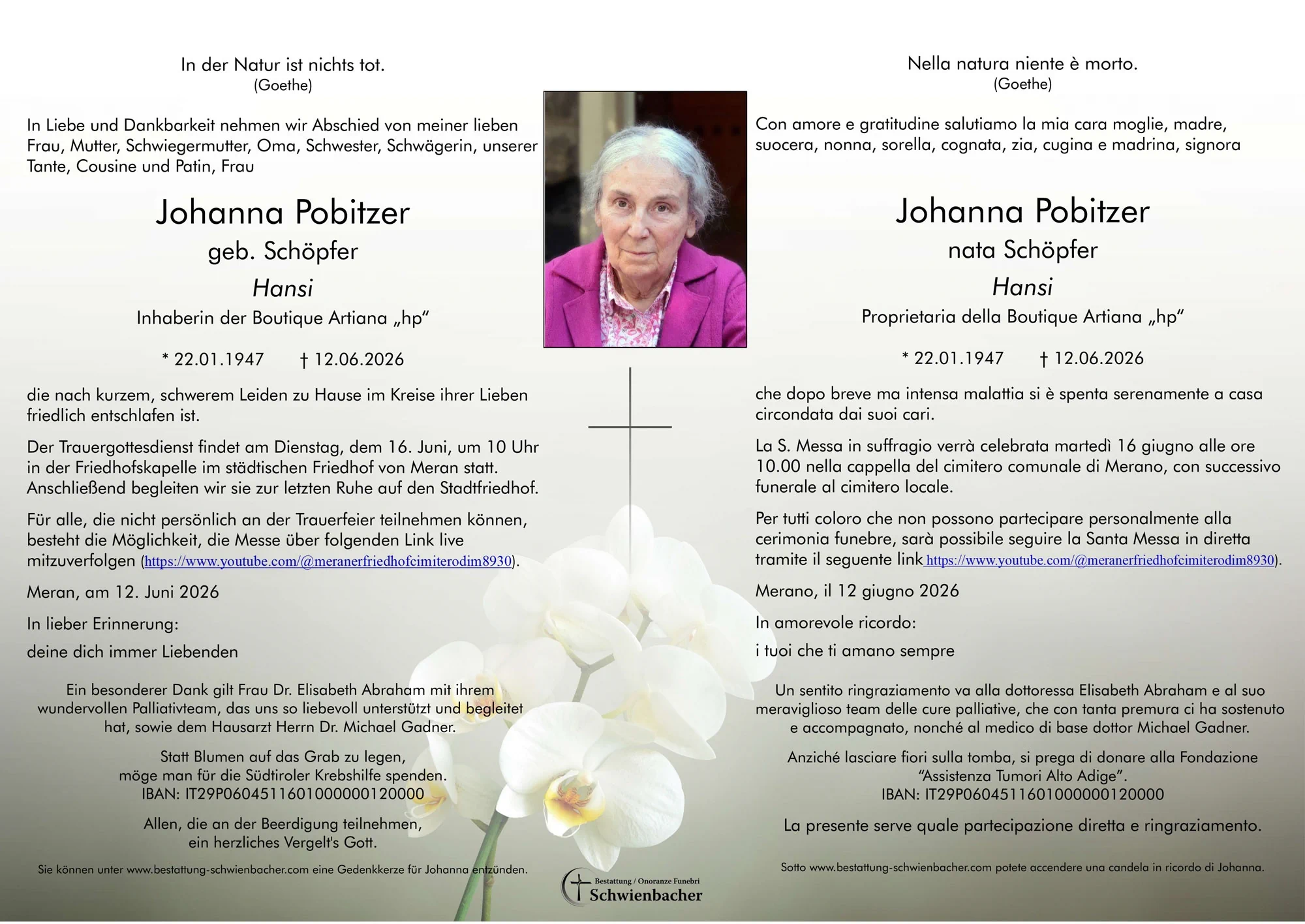 Parte: Johanna Pobitzer geb. Schöpfer 