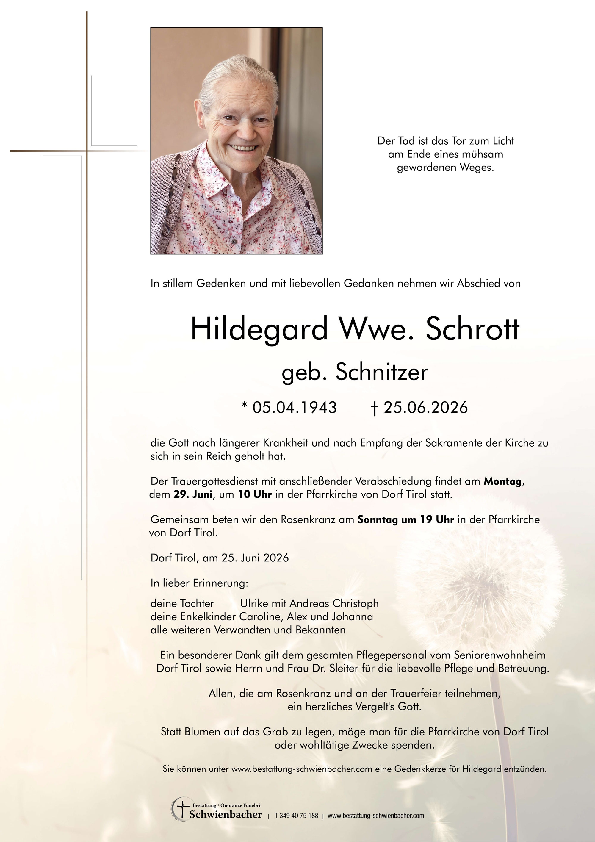 Parte: Hildegard Wwe. Schrott geb. Schnitzer