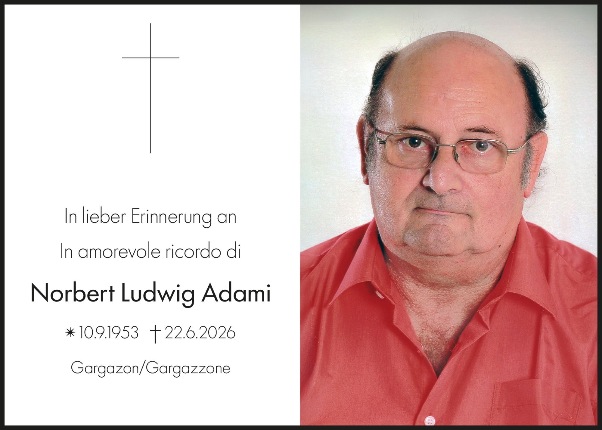Sterbebild: Norbert Ludwig Adami