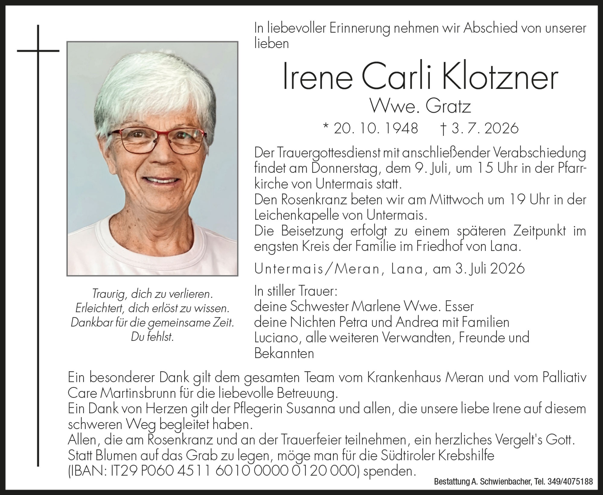 Medien: Irene Carli Klotzner Wwe. Gratz