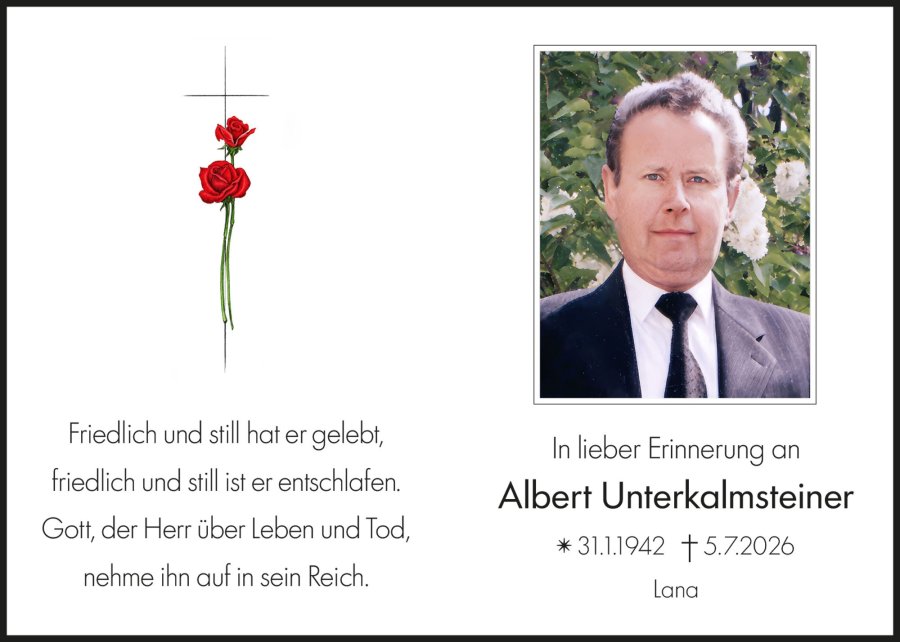 Sterbebild: Albert Unterkalmsteiner