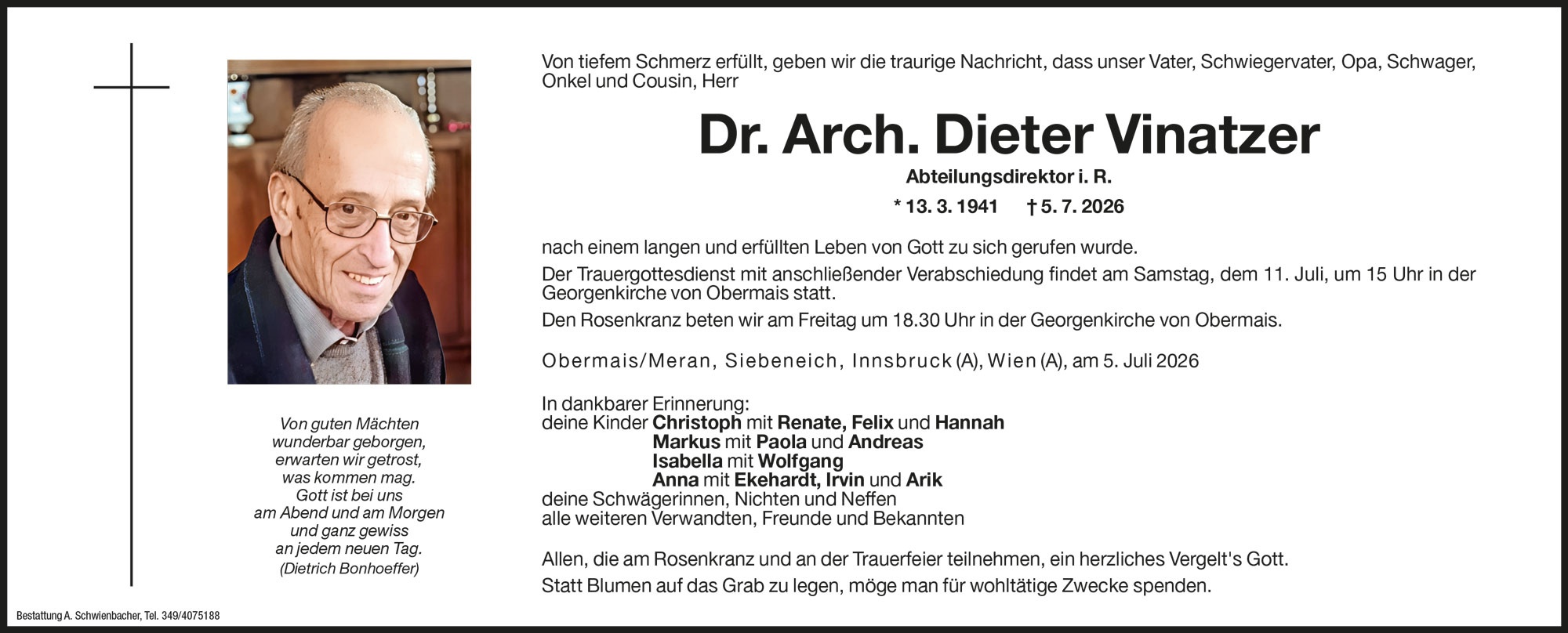 Medien: Dr. Arch. Dieter Vinatzer