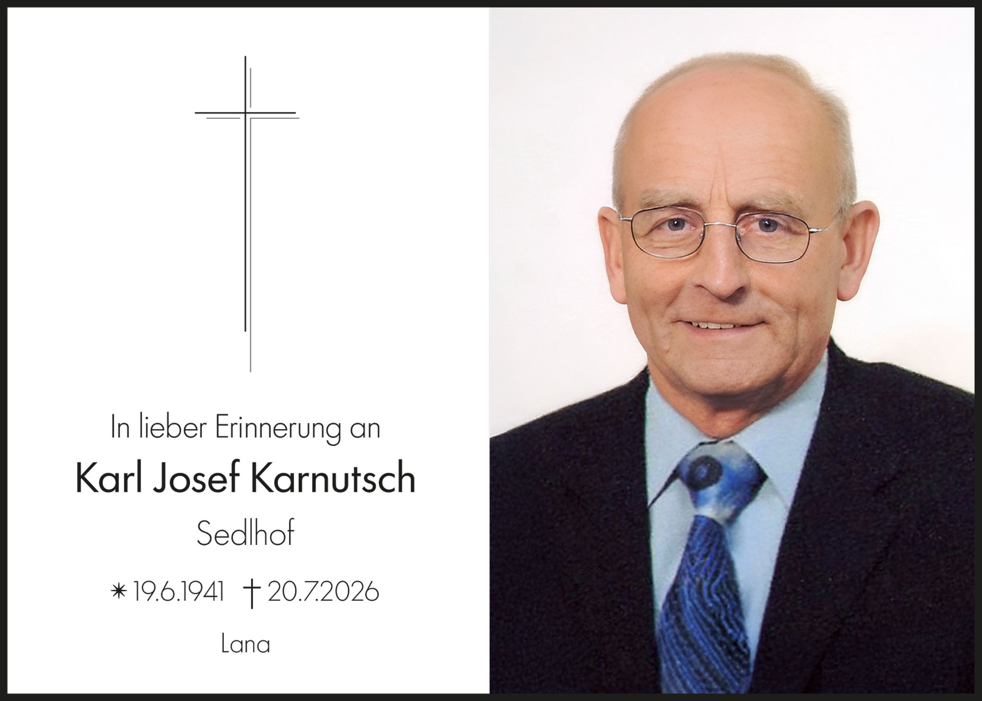 Sterbebild: Karl Josef Karnutsch