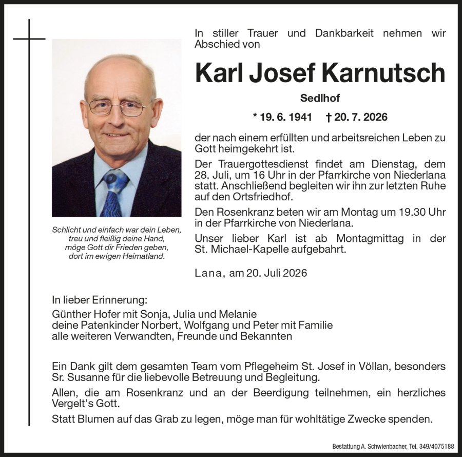 Medien: Karl Josef Karnutsch