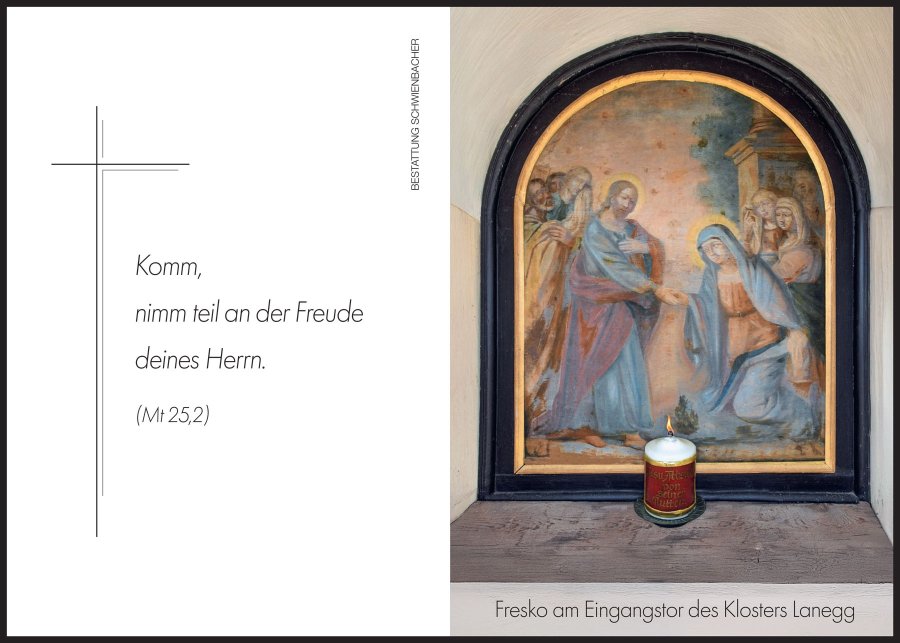 Sterbebild: Sr. Hildegund, Franziska Gufler OT