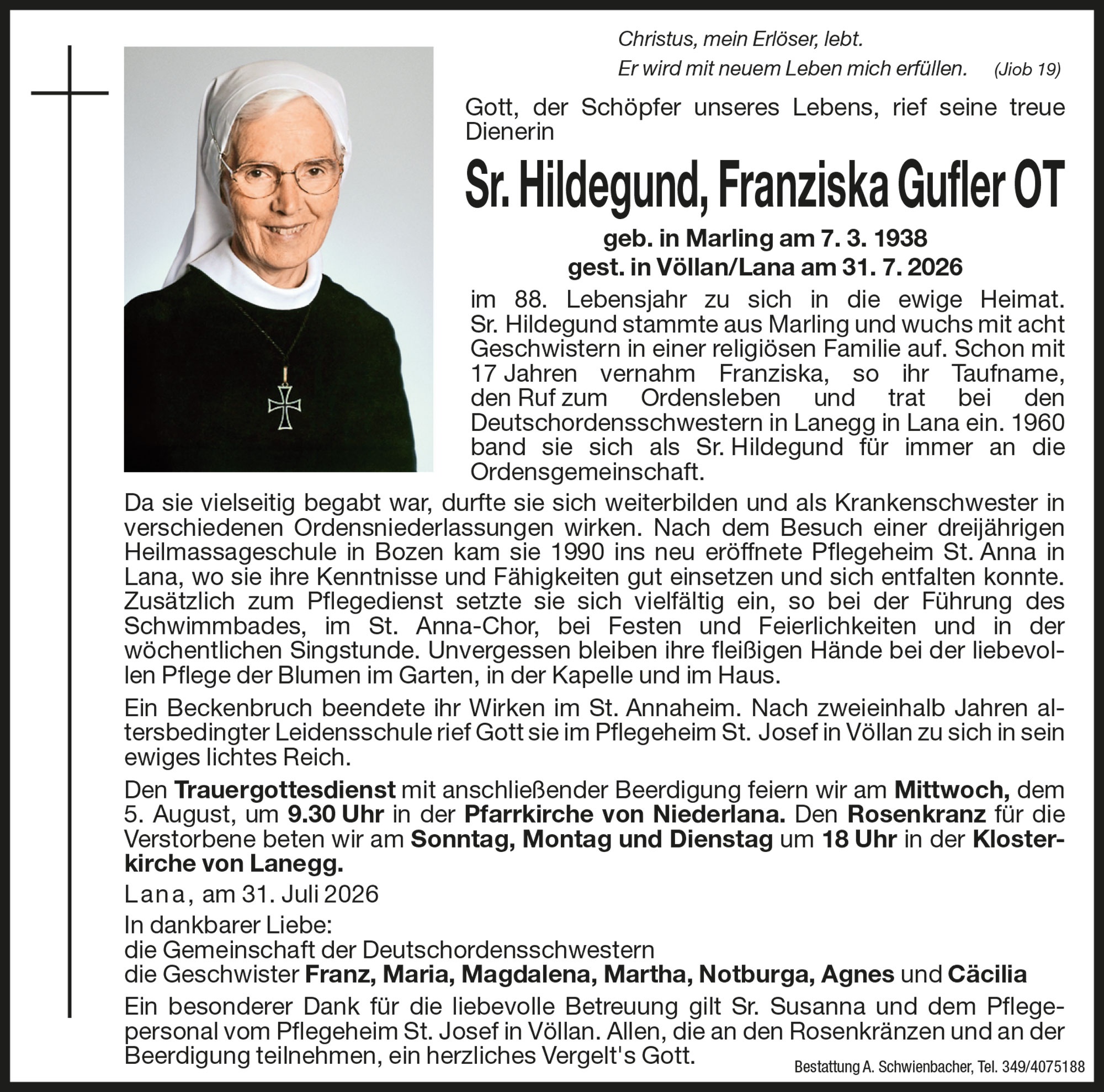 Medien: Sr. Hildegund, Franziska Gufler OT
