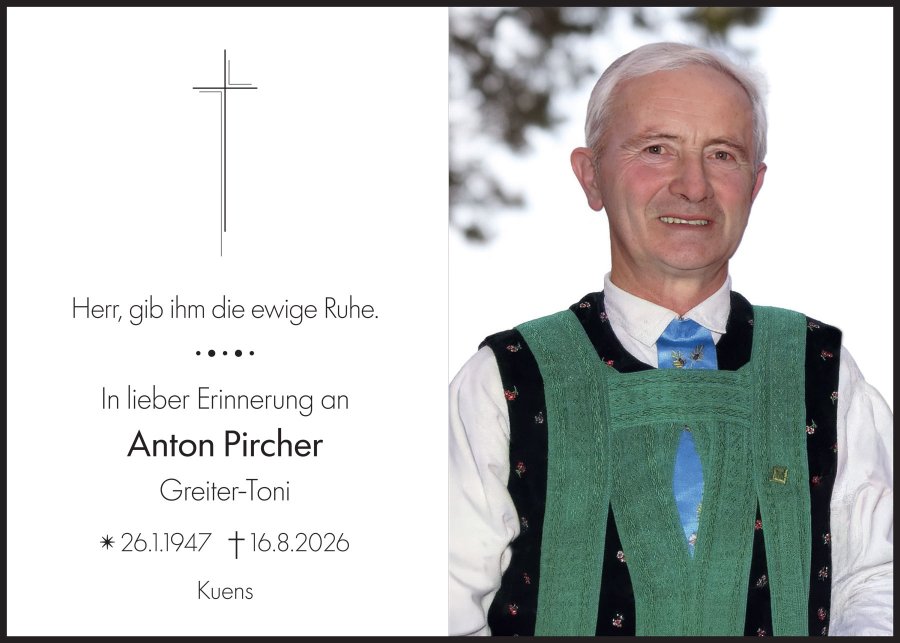 Sterbebild: Anton Pircher