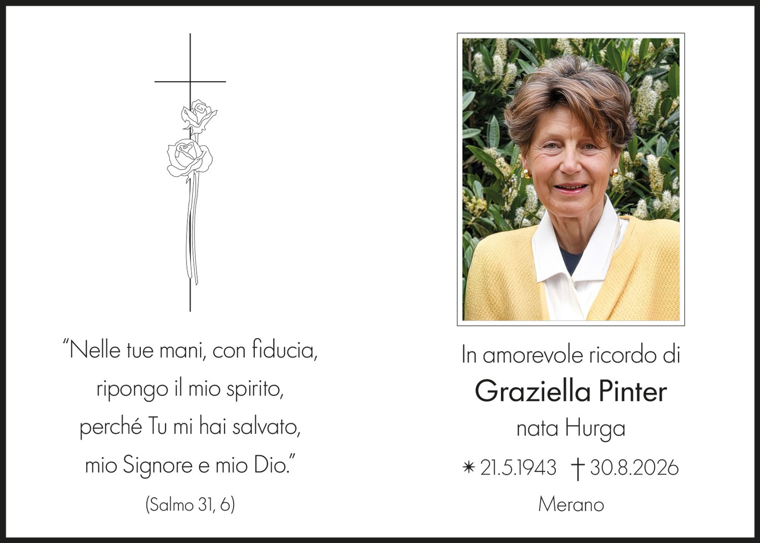 Sterbebild: Graziella Pinter nata Hurga