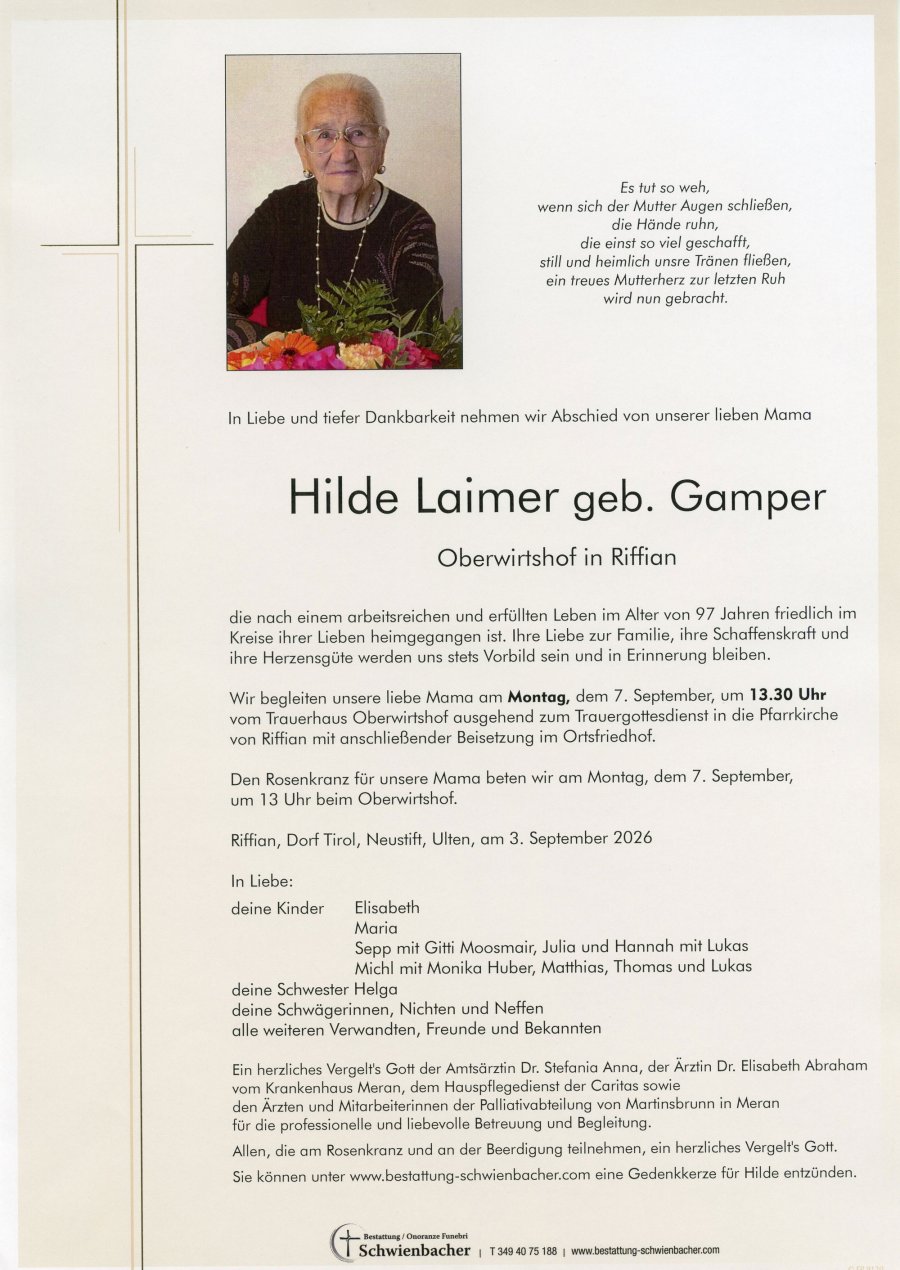 Parte: Hilde Laimer geb. Gamper