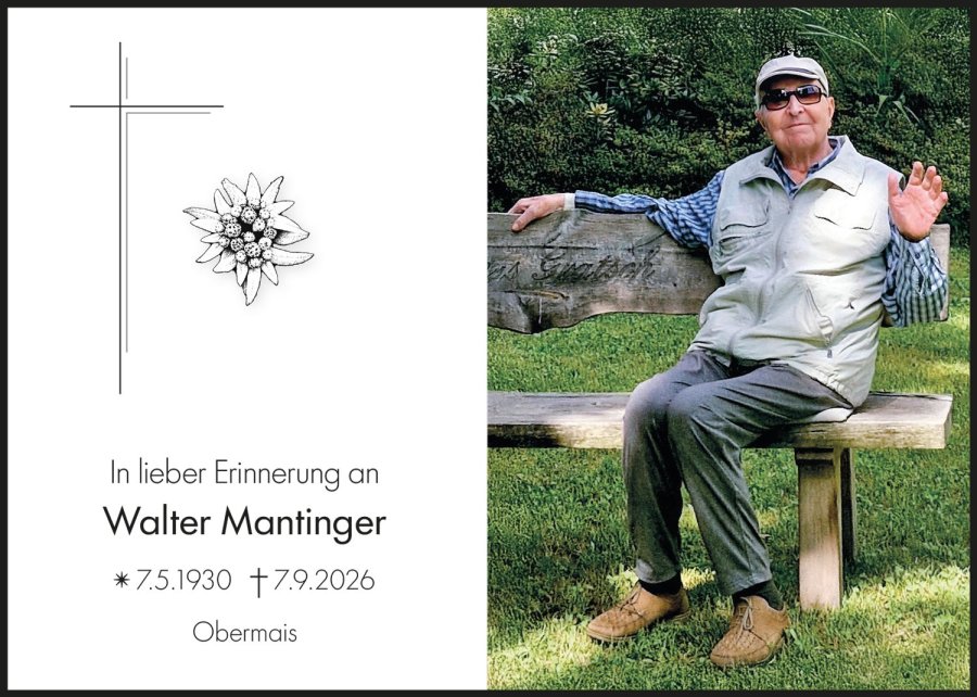 Sterbebild: Walter Mantinger