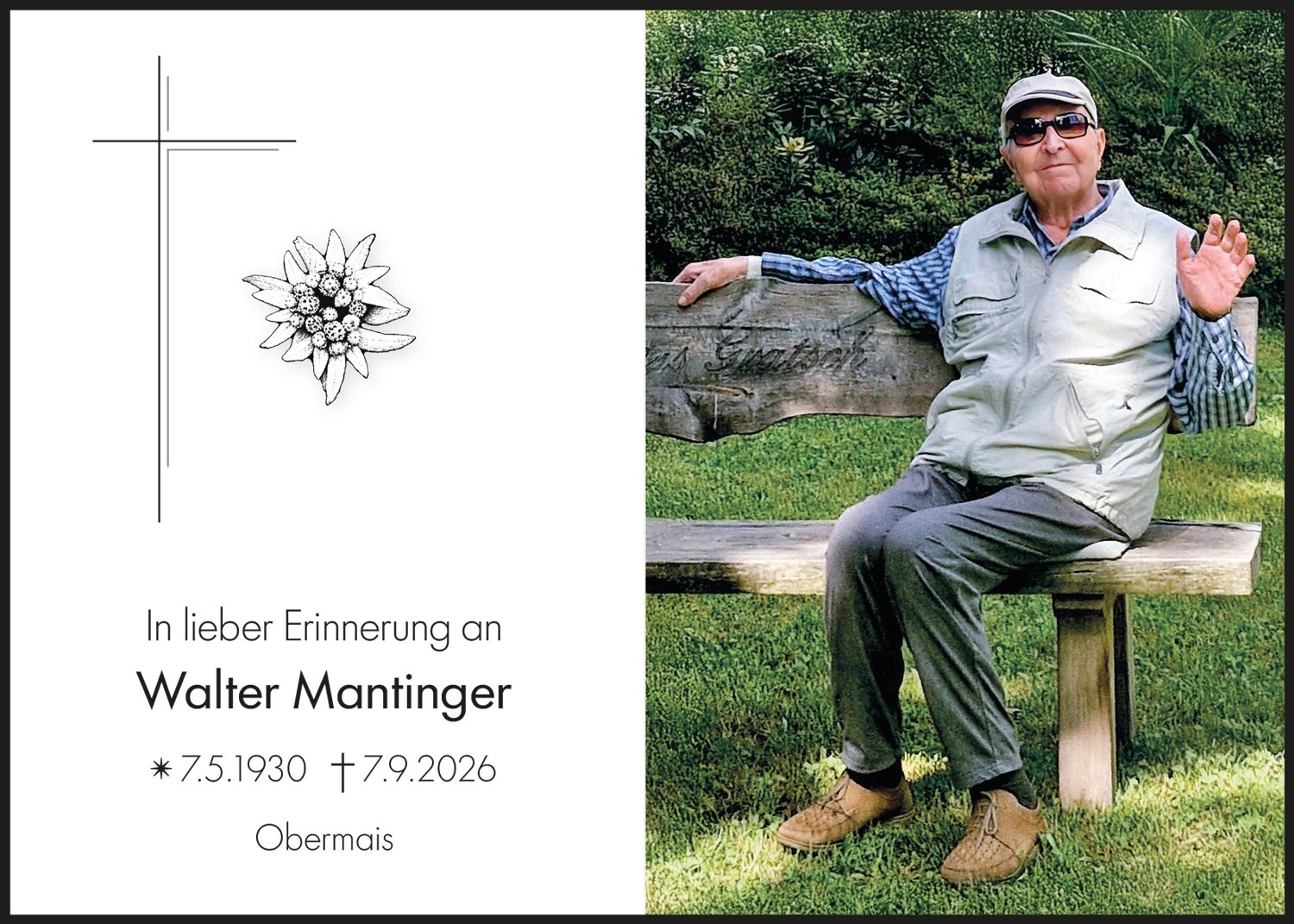 Sterbebild: Walter Mantinger