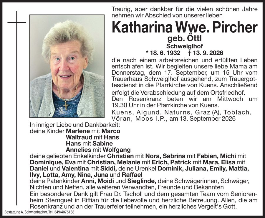 Medien: Katharina Wwe. Pircher geb. Öttl