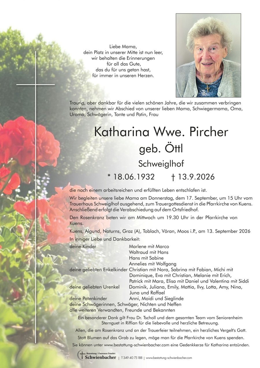 Parte: Katharina Wwe. Pircher geb. Öttl
